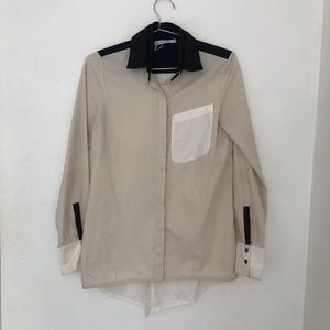 Derek Lam Paneled Blouse w/ Mother of Pearl Button